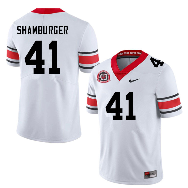 Georgia Bulldogs Men's Denton Shamburger #41 White 2022 40th Anniversary Stitched College UGA Football Jersey 23EZ015EJ